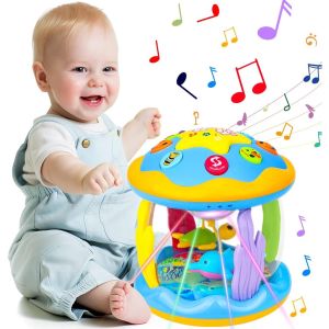 Baby Toys 6 to 12 Months 4 in 1 Baby Musical Ocean Rotating Toys Light Up Infant Baby Gifts Toys for Ages 0-2