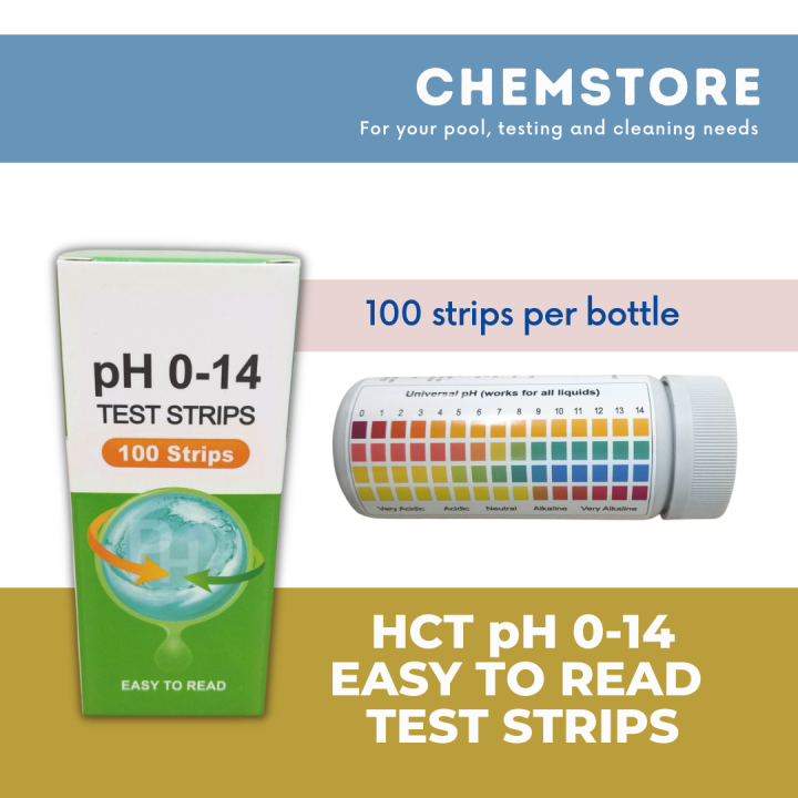 HCT PH Test Strips 0 - 14 - Universal Indicator PH Tester - Easy To Use 100 Strips Bottle Chemstore I3198118920