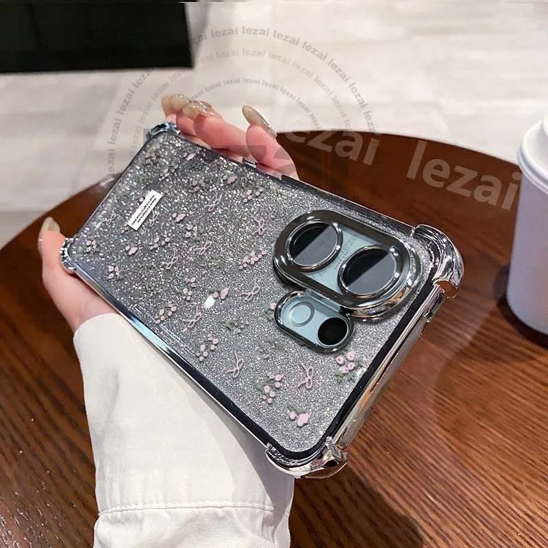 New Phone Case Vivo V50 Lite Back Cover Camera Protection Semi Transparent Soft Silicone Rabbit Bracket Shockproof Exquisite Glitter Powder For Vivo V50 Lite 5G Case