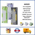 AJAZZ AK820แป้นพิมพ์ที่กำหนดเอง RGB โครงสร้างปะเก็นคีย์บอร์ดแบบกลไกแบบไร้สายพร้อมลูกบิดหน้าจอ. 