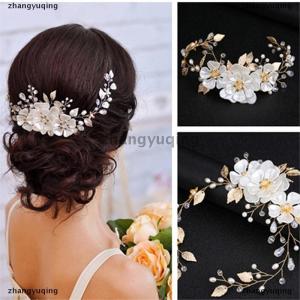 [COD] zhangyuqing Women bridal white flower rhinestone hair clip wedding hair accessories