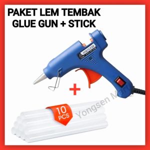 paket alat lem tembak dan refill lem tembak 10pcs glue gun + glue stick