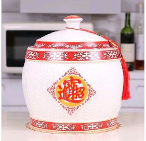 Malaysia ready stock现货Porcelain Rice Bucket景德镇陶瓷风水招财进宝米缸