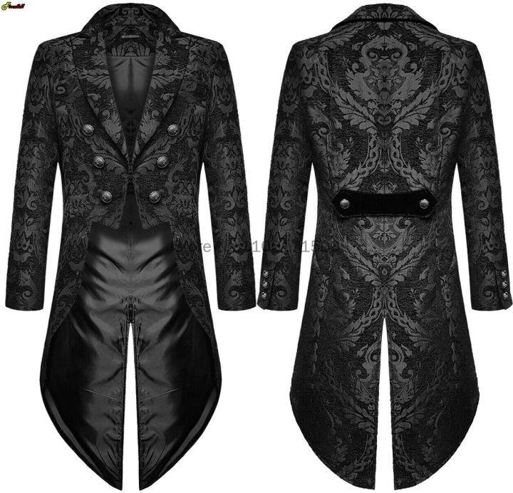 Adult Men Medieval Cosplay Black Jackets Devil Fashion Gothic Steampunk ...