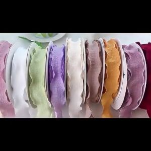 2.5cm x 9m Linen Wave Edge Ribbons Handmade Gift Wrapping Bow Wedding Party Decor Fabric Tape