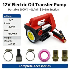 ⚡12V Portable Electric Diesel Transfer Pump Kit High Flow 40L/min Oil Extractor Pump with Full Accessories for Car Truck and Agricultural Machinery