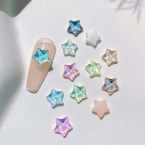 DUERE Macaroon Color Nail Decorations Aurora Decorations Love Heart Nail Rhinestones Random Color Stars Nail Jewelry for Women