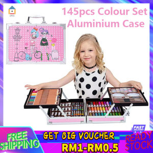 【Malaysia Spot Sale】145pcs/set Kids Drawing Painting Set Watercolor Pens Suitcase Pencils Pigment Kit with Case 水彩笔