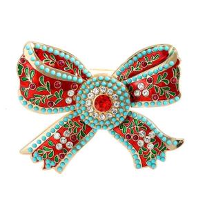 Elegant Bowknot Brooch Accessory Adorned with Glittering Rhinestones Suitable for Evening Event and Daily Wear