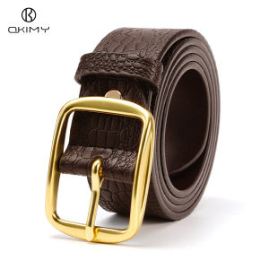OKIMY Men Belts Leather Belt Second-layer Cowhide Leather Belt Utility Waist Belts 120cm Adjustable Length Dress Belts for Men with Classic Buckle Vintage Jeans Belt for Men