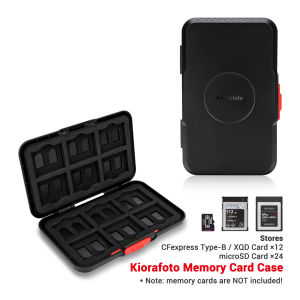 Kiorafoto เคสการ์ดความจำ EVA กล่องเดินทางสำหรับจัดเก็บ12 CFexpress Type-B/การ์ด XQD และ24 MicroSD การ์ดป้องกันการตกกันฝุ่นและป้องกันป้องกันการสาด