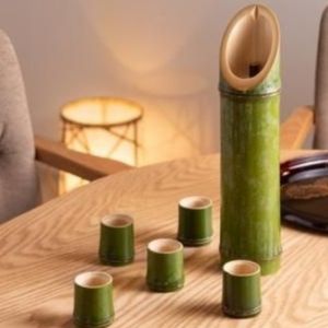 Japanese Sake Cup – Green Bamboo Set Gift | by Takemata Kyoto Direct from Japan