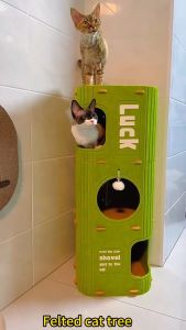 4-Tier Felt Cat House Cat Scratching Post Foldable Large Cat Nest All-Season For Multiple Cats 猫窝