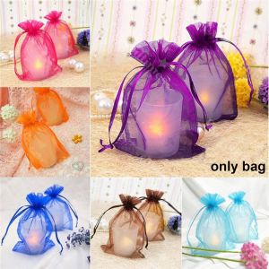 BESTOUR 50pcs 9x12cm Transparent Candy Box Party Gift Bags Sheer Organza Jewelry Pouches Packaging