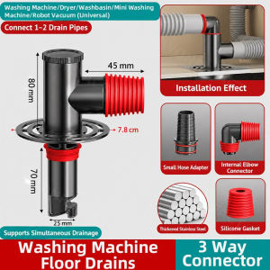 Washing Machine Floor Trap Adapter 25-32mm Stainless Steel Anti-Smell 2-Way Drain Connector