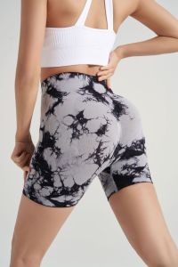 Short  High Waist celana pendek tie dye olahraga Wanita yoga gym fitness Lifting HP01