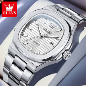 OLEVS Casual Fashion Watch For Mens Waterproof Original Brand 2025 Stainless Steel Strap Calendar Luminous Quartz Mens Watch
