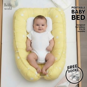 Portable Neutral Sunny Hug Baby Bed Cotton Baby Nest with Baby Pillow Removable Newborn Bed Set Until 12months