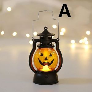 Halloween Pumpkin Skull Led Lights Portable Small Hanging Lamp Decoration Party Oil Lamp Prop
