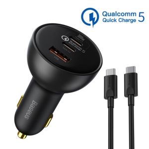 Tẩu sạc ô tô Baseus Qualcomm Multi-Port Fast Charge Car Charger C+C+U 160W CCZX [HÀNG CHÍNH HÃNG]