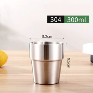 Stainless Steel Drinking Cup Outdoor Hiking Camping Stackable Cup Scald-proof Double Walled Beer Mug