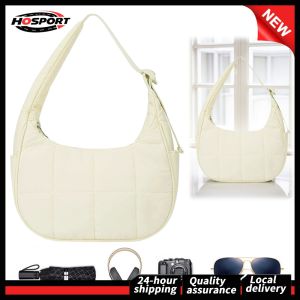 Chic Nylon Quilted Handbag for Women with Adjustable Strap Durable Fashion Bag for Work and Travel in Plum and Sky Blue