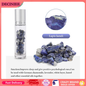 DECINIEE 10ml Gemstone Essential Oil Bottles Refillable Roll-On Roller Storage Bottle Healing Crystal Chips Semiprecious Stone Bottle