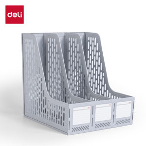 Deli Magazine Container File Tray  Rak Box File Tempat Dokumen Bahan Plastik 3 Sekat 78997 9843ES