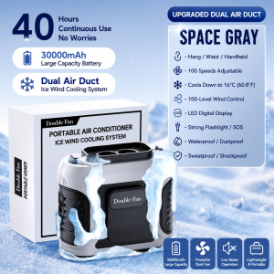 Waist Fan Super Strong Airflow Hands-Free Rechargeable Dual Air Outlet 30000mAh Portable Fan