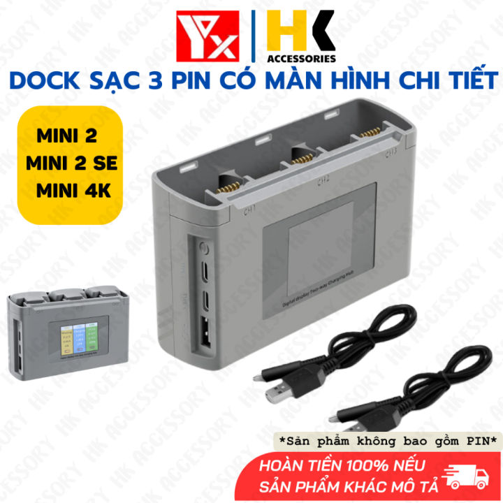 Dock Hub sạc Yx 3 Pin cho DJI Mini 2 / Mini 2 SE/ Mini 4K Qc3.0 15W 2 ...