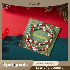 Heabety Fashion Christmas Colorful Beads Multi Element Bracelets For Women Santa Claus Snowflake Tree Bracelet Party Jewelry