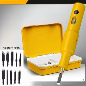 Electric Wood Carving Tool - Lithium Power Carving Chisel Set W/ 10 Blades For Sculpture Root Art & Carpentry | Mini Handheld Wood Engraving Pen