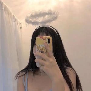 Minwen ที่คาดผมนางฟ้าขนนกสำหรับงานปาร์ตี้คริสต์มาสการแสดงชุดคอสเพลย์ชุดนางฟ้าฮาโล