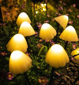 Solar Mushroom Light Solar Powered Garden Light Mini Mushroom String Light for Decoration Mushroom Outdoor LED string Christmas Lights Garden Decoration Mushroom lamp Ground Plug light waterproof chip Solar Powered Mushroom String Mini Solar Landscape
