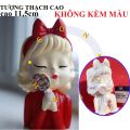 Tượng tô màu, Cô gái cầm kẹo mút C107 tô tượng thạch cao (Không kèm màu), trồng sen đá xương rồng. 