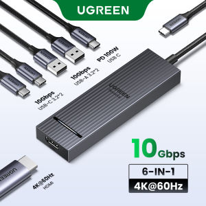 【4K 60Hz】UGREEN 6-in-1 10Gbps USB C Multiport Adapter HUB HDMI Converter for Thinkpad T14 Macbook Air M3 iPhone 17 Pro Max Samsung S26 S25 Ultra Model:45363