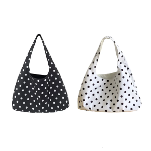 Women Shoulder Bag Stylish Armpit Bag Commuting Bag Polkas Dot Handbag Laundry Bag Large Capacity Shopping Bag for Daily