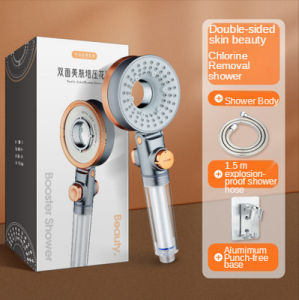 Shower Head Double-Sided Beauty Skin Filt Modern Fashion Pressurized One-Button Stop Water Saving Hand Held Bathroom Accessories