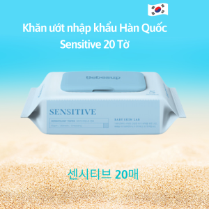 Khăn Ướt Bỏ Túi BebeSup Sensitive 20 Tờ Nhập Khẩu Hàn Quốc
