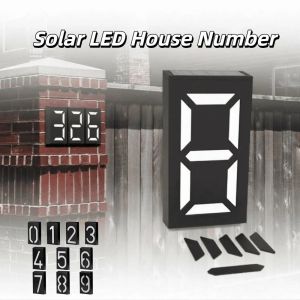 OKDEALS01 Easy Install Solar LED House Number Durable Waterproof Solar Outdoor Address Lights Lighted Up Smart Light Control Solar Powered Wall Lamp Outdoor Garden