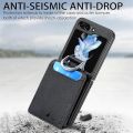 Ốp lưng Samsung Galaxy Z Flip 6 có ngăn đựng thẻ & nhẫn, bao da PU chống sốc, ốp điện thoại có chân đế cho Galaxy Z Flip6 LZQB màu đen. 