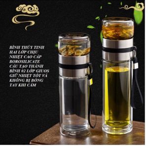 Bình pha trà thuỷ tinh 2 lớp cao cấp có lõi lọc chịu nhiệt cao từ -20 đến 140 độ C dung tích 420ml