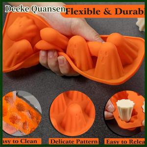 Deeke Ma Silicone Khuôn Không Dính 3D Sô Cô La Khuôn 8-Khoang Dễ Thương Ma Khuôn Cho Thạch Gummy Kẹo Bánh Ice Cube Halloween Trang Trí Nội Thất