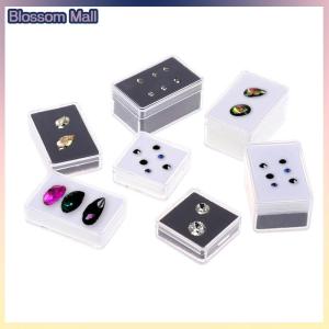 [Blossom] 1 pcs kim cương trần hộp lưu trữ nhựa kim cương hiển thị trường hợp màu đá quý với đôi bên trong đệm Trần Đá Hộp