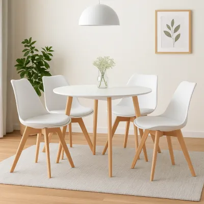 Furniture Direct JAXON Set Meja Makan Bulat 4 Tempat Duduk/ 4 Seater Round Dining Set-White