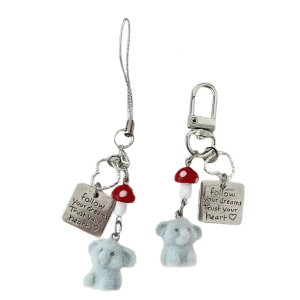 Elegant Mushroom Elephant Phone Strap Handmade Key Holder Stylish Alloy Resin Designs Girls Fashion Accessory