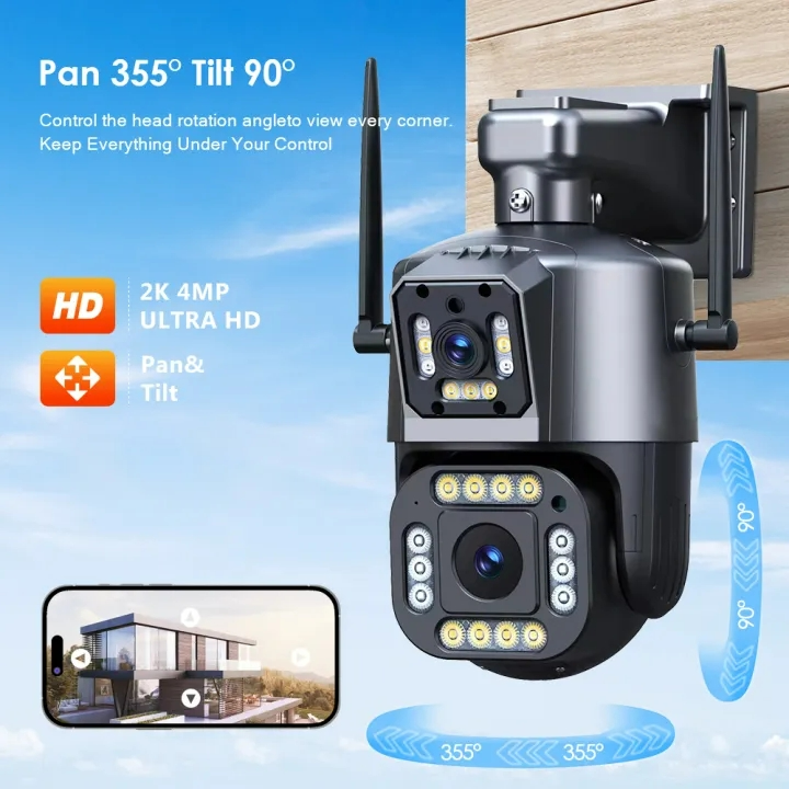 TECHZONE CCTV Camera V380 Pro SD Card Storage WIFI Dual Lens 2K 4MP HD