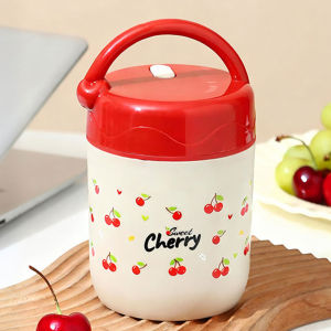 VIVOLILV 2-3 Days Delivery🚚Insulated Lunch Box &amp Oatmeal Cup Cherry Stainless Steel Portable Food Jar for Students Office Workers Breakfast