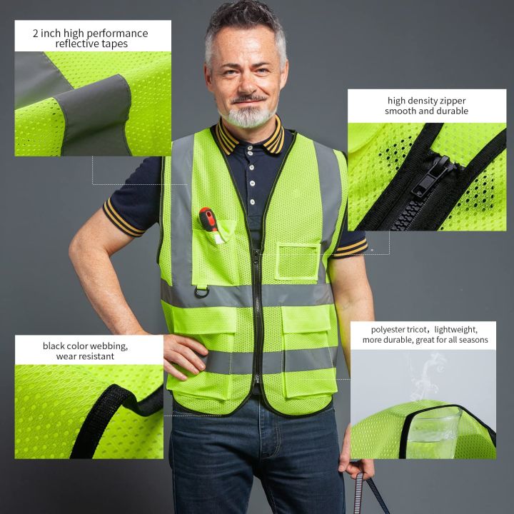 Reflective Safety Vest High Visibility XXXL Motorcycle Jacket Safety ...