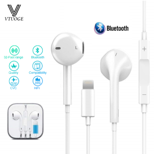 VTUOGE 2024 New In-Ear Stereo headset Bass Jack with Cable Earphone Built-in Microphone Control Headphones for iPhone 8 7 Plus X XR XS Max Music Earbuds